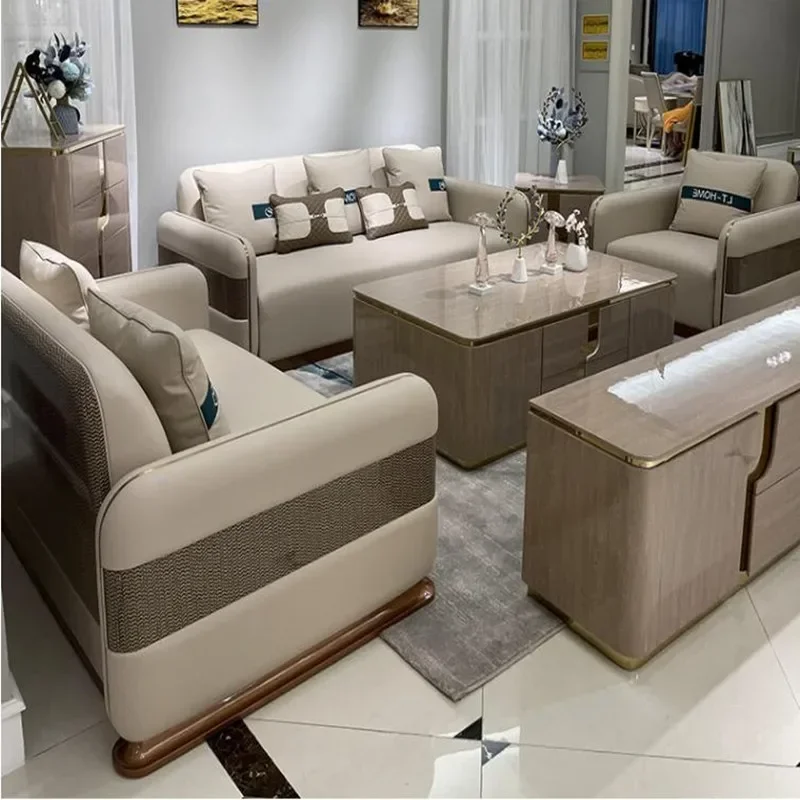 JJItalian Light Luxury Corner Several Large And Small Apartment Living Room Sofa Solid Wood Decoration Several