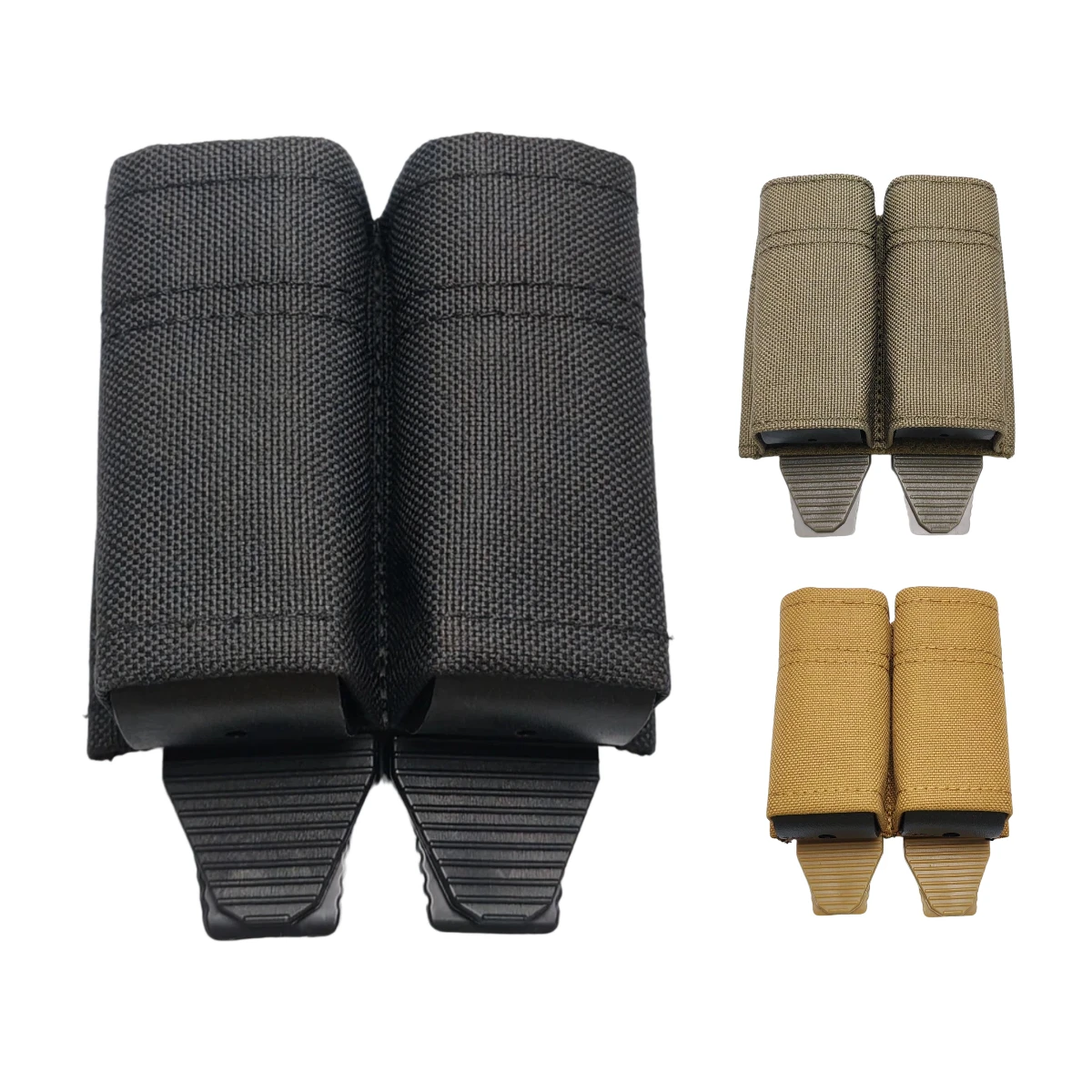 Open Top Dual Pistol Mag Pouch Black Nylon Quick Draw Double Magazine Carrier for Airsoft Shooting Range Training Gear