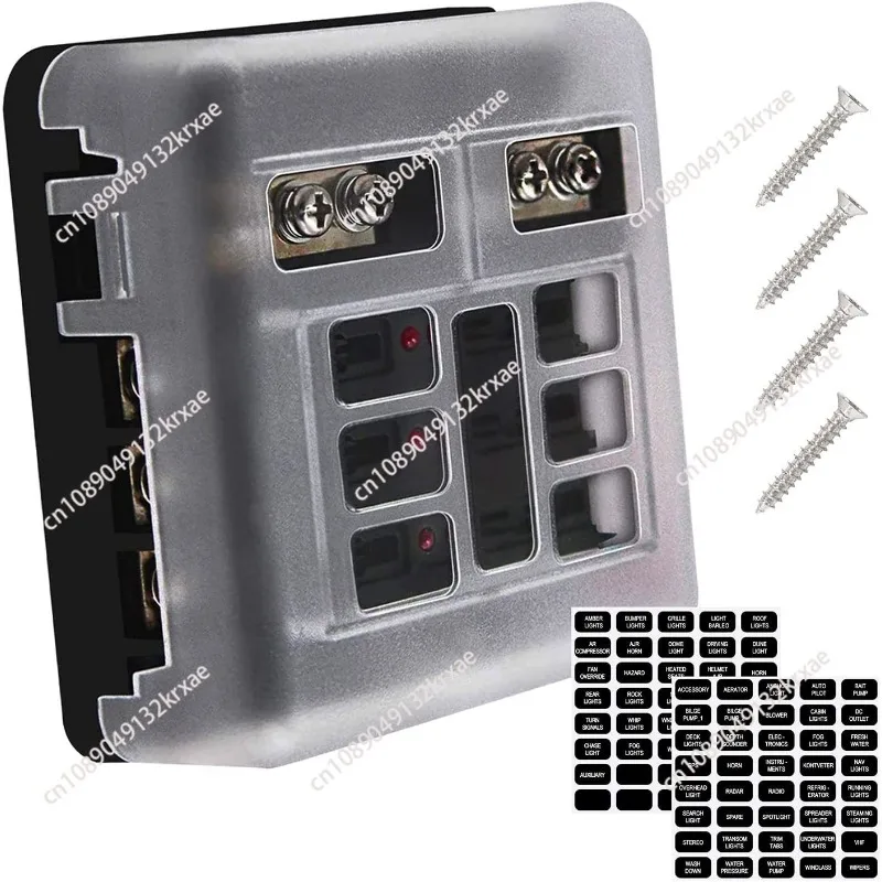 6-Way 12-way LED RV Yacht Insurance Wire Box Multi-way Fuse Box Fuse Control Box Grounding