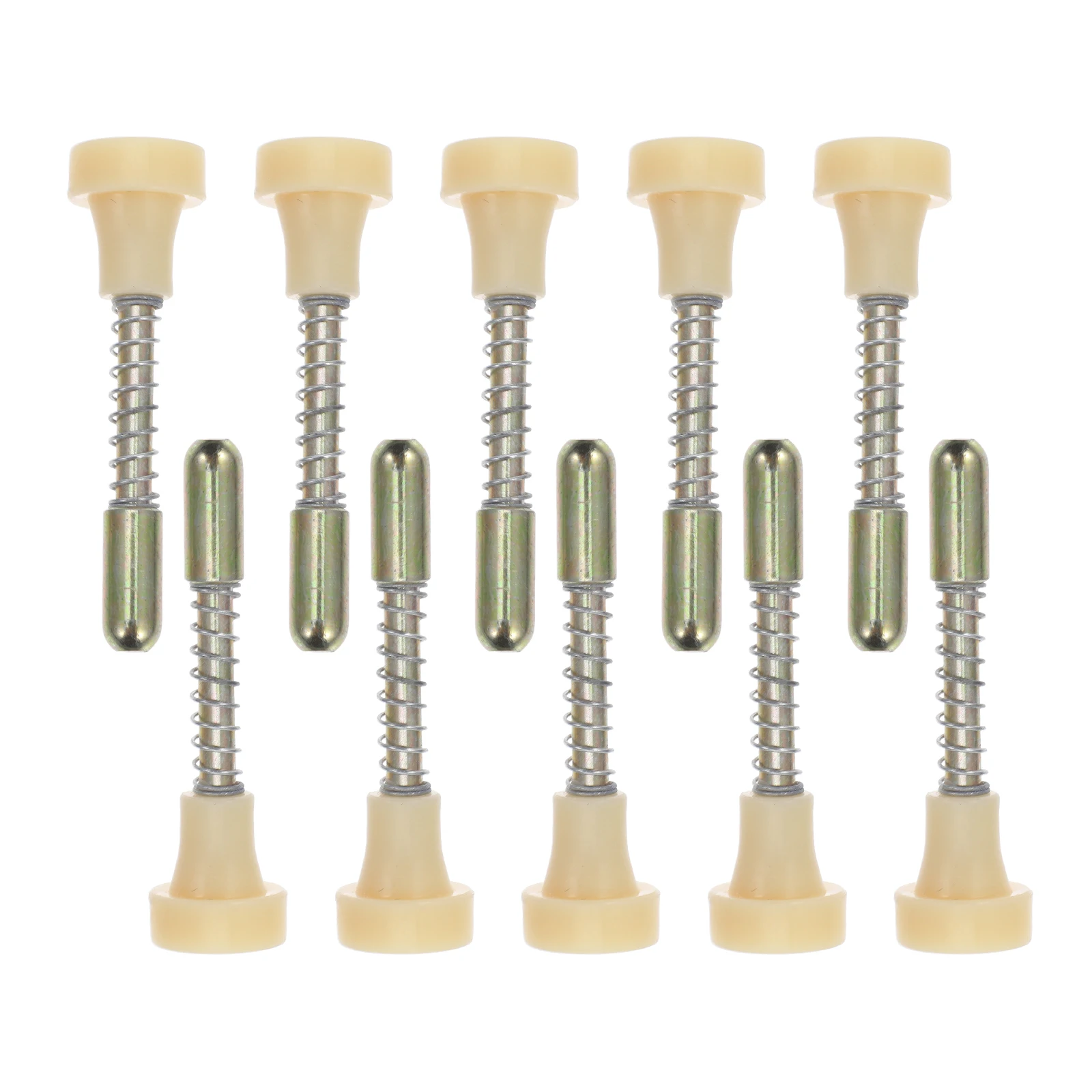 10pcs Spring Latch Window Screen Plunger Pins Door Lock Replacement Beige Iron Adjustable Height Easy Installation Metal