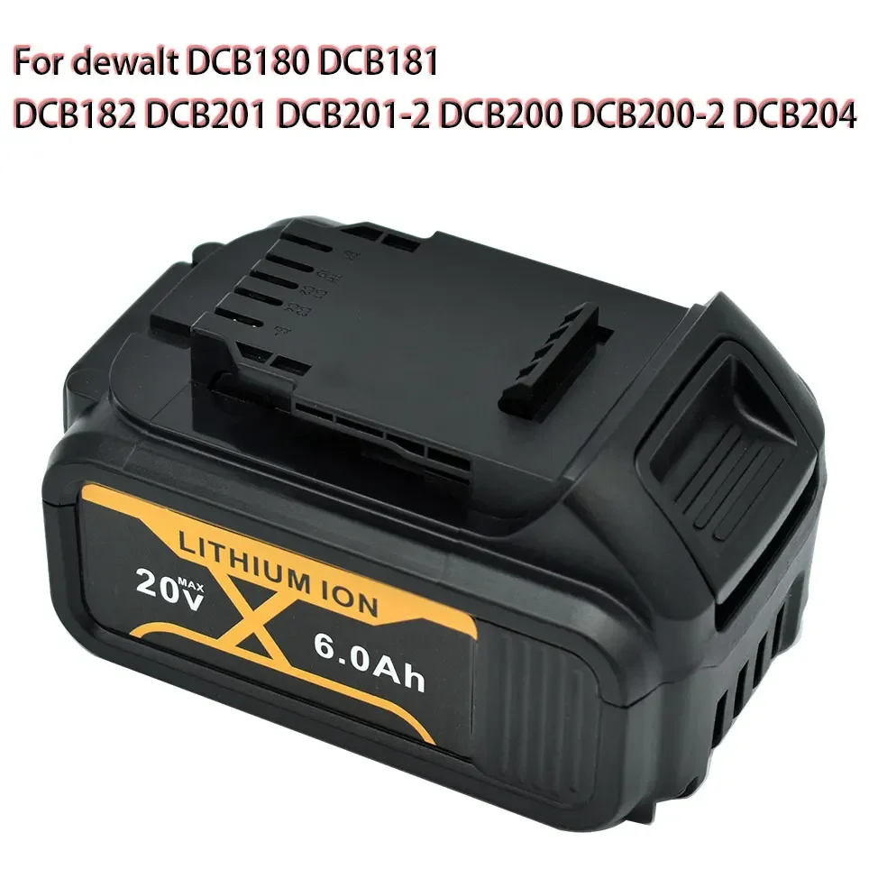 สําหรับ DeWalt 20V แบตเตอรี่เครื่องมือ 6.0Ah DCB200 DCB184 DCB181 เปลี่ยนแบตเตอรี่ Li-Ion สําหรับ DeWalt MAX เครื่องมือแบตเตอรี่ลิเธียม