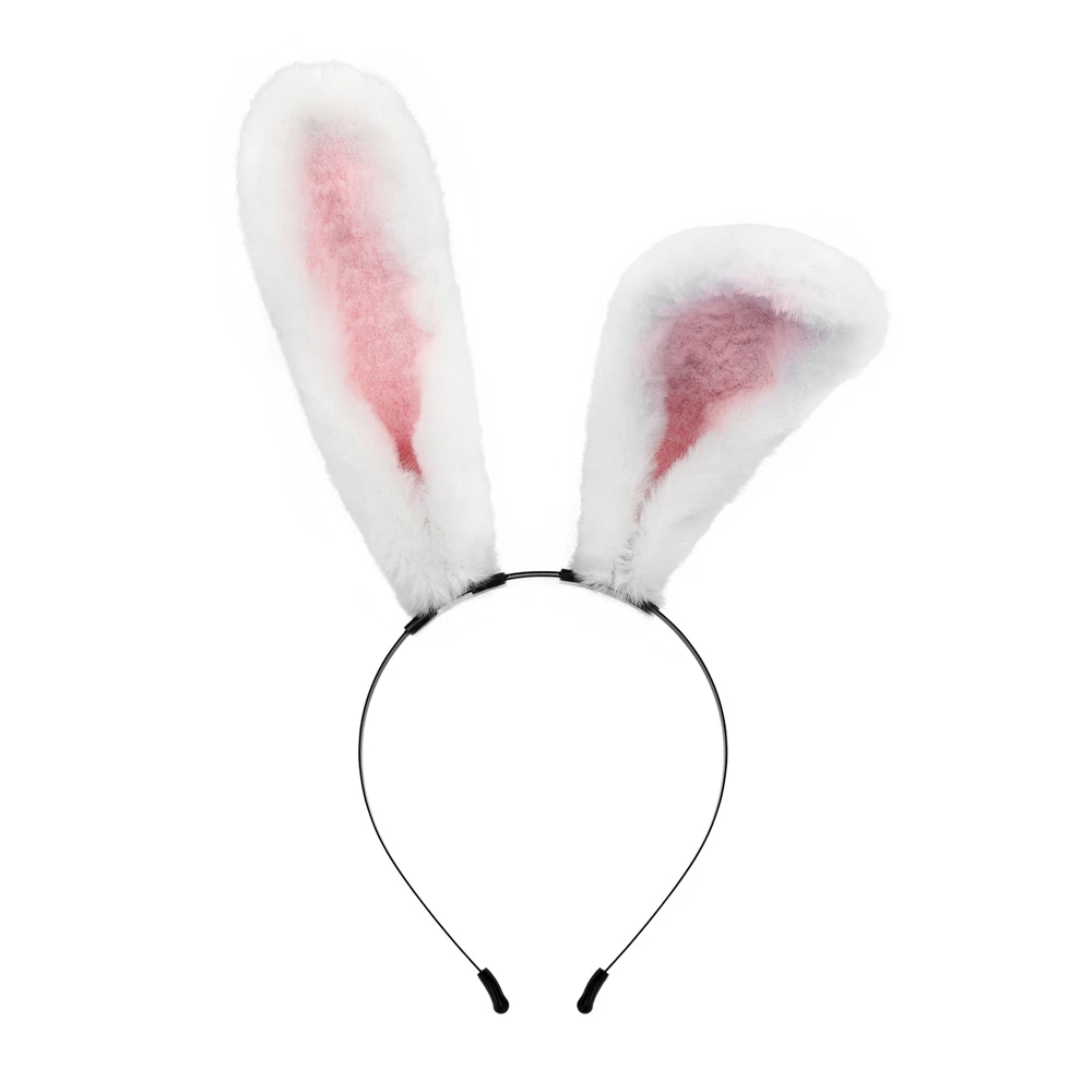 Lolita Rabbit Ear Headband Halloween Costume Faux Fur Bunny Girl Cosplay Hair Band Adjustable Performance Accessories for Women