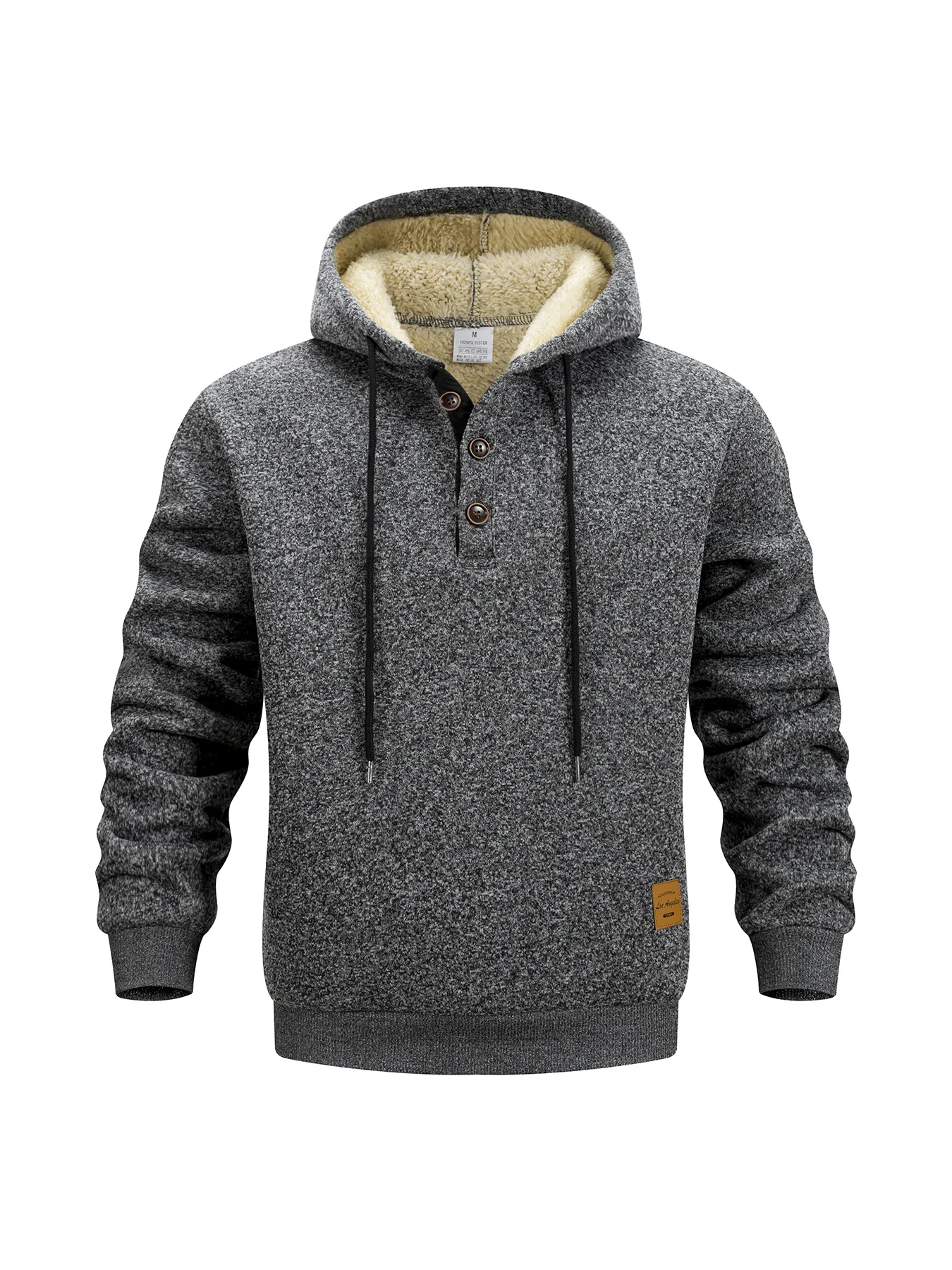 Men Warm Fleece Knit Sweater Half Button Hoodie Thicken Winter Hooded Sweatshirts Outdoor Running Sports Casual Pullover