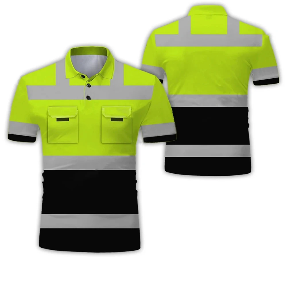 Uniforme da lavoro Polo stampata in 3D da uomo Casual moda abbigliamento da lavoro bottone risvolto camicia a maniche corte uomo Tees top