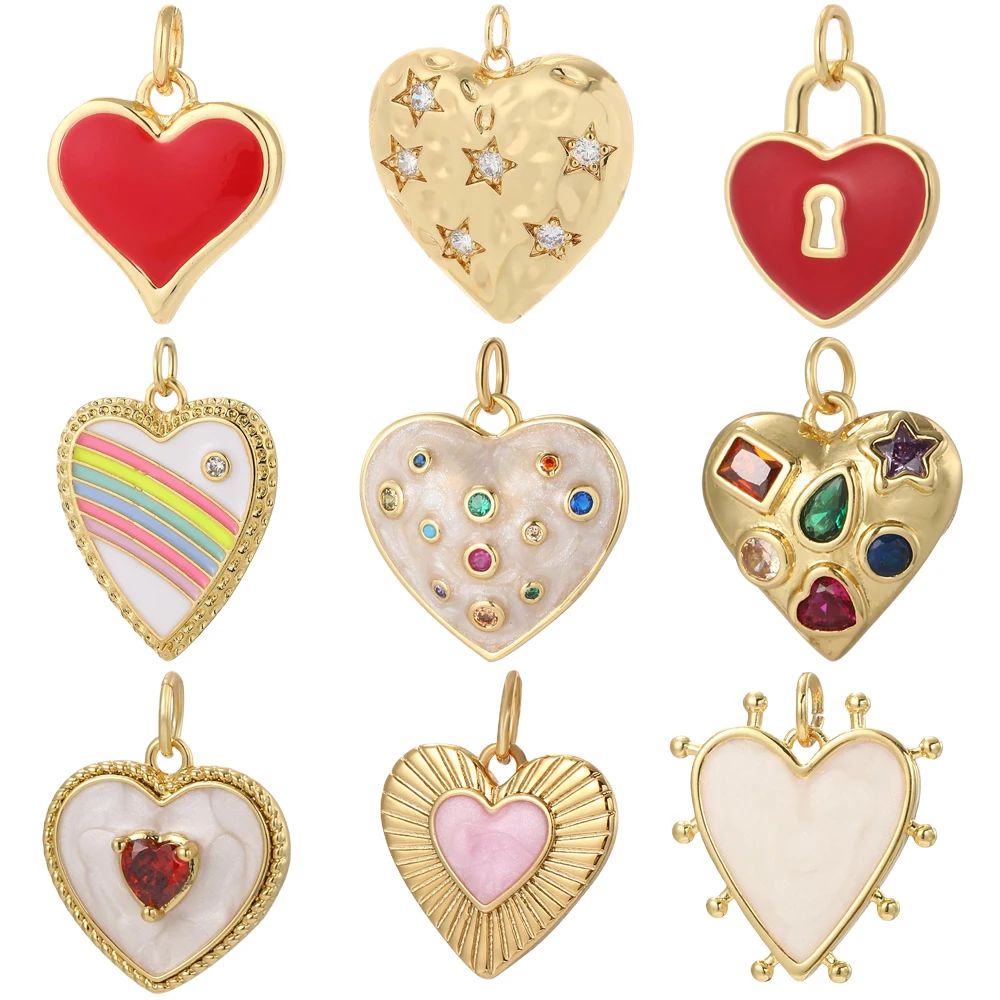 Cute Hearts Charms Diy Earrings Bracelet Necklace Accessories Gold Color Charms for Jewelry Making Supplies Excellent Quality