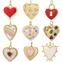 Cute Hearts Charms Diy Earrings Bracelet Necklace Accessories Gold Color Charms for Jewelry Making Supplies Excellent Quality