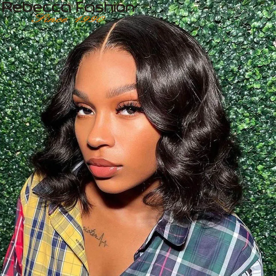 

Rebecca Body Wavy 13x6x1 T Part Lace Front Human Hair Wig For Women Bob Brazilian Remy Hair Body Wave Middle Part Wigs