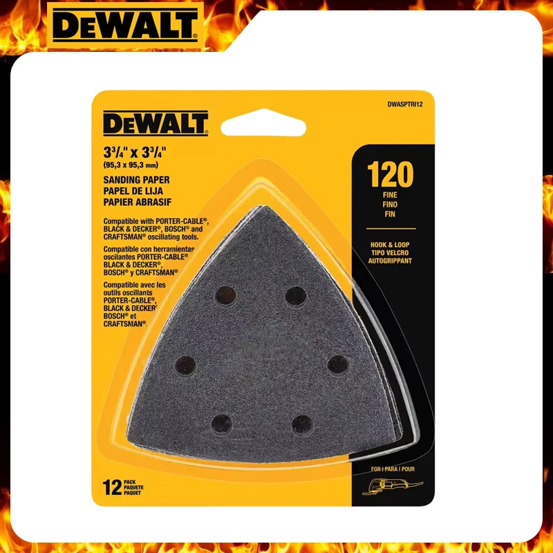 DEWALT DWASPTRI12 Oscillating Sanding Pad 12PCS Industrial Sandpaper Sander Polishing Machine Power Tool Accessories