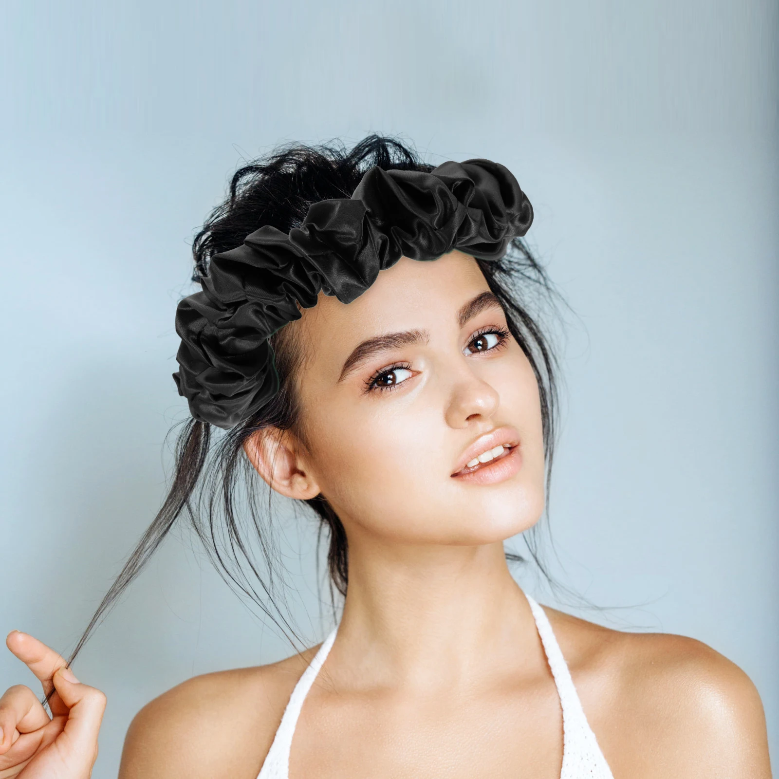 

Luxury Satin Spa Headband Women's Soft Comfortable Hair Accessory for Face Wash Makeup Travel Essential Makeup Headband