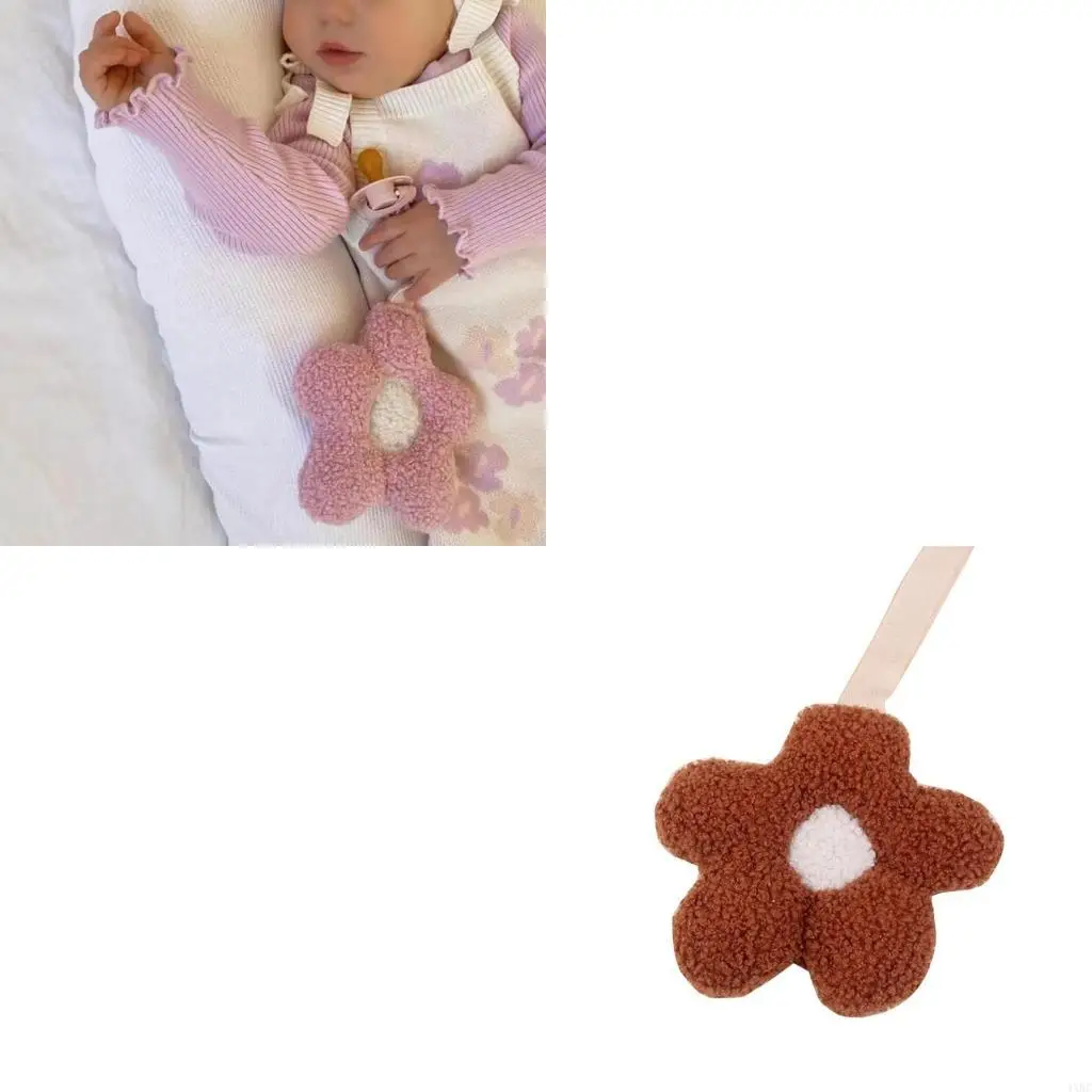 

Lovely Flower Pacifier Clip Pendant Plush Teether Chain Holder for Boys Girs 4XBC