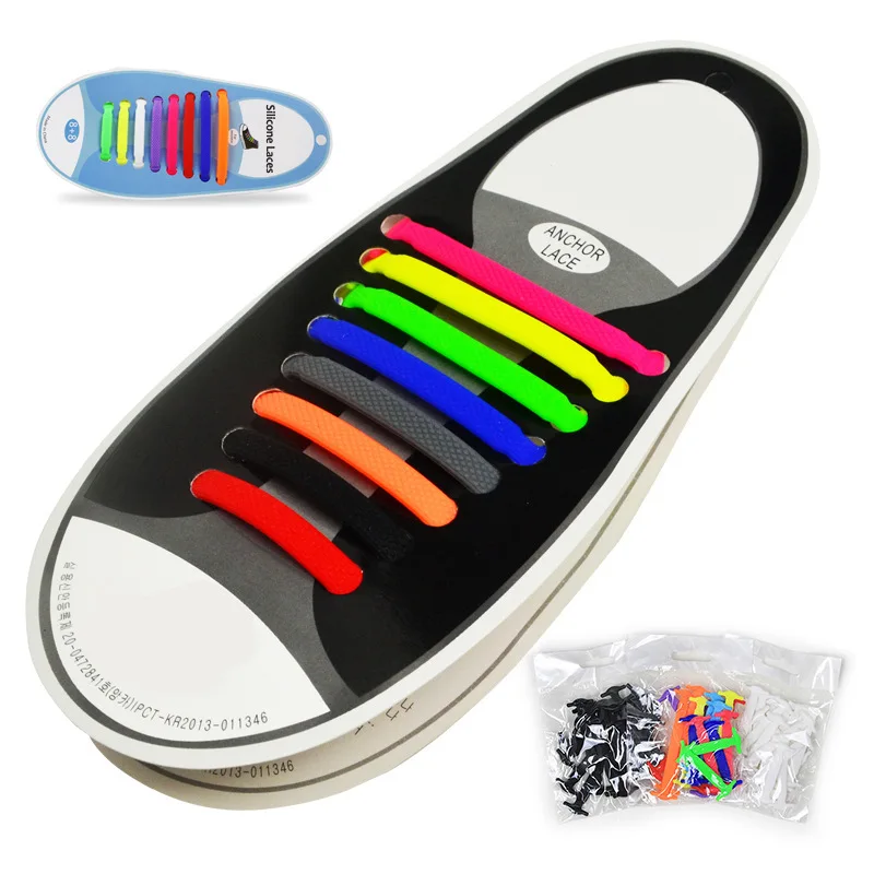 

16 PCS Silicone Elastic Shoelaces Creative Lazy No Tie Shoelace Lacing Kids Adult Sneakers Shoe Accessories Lace Zapatillas