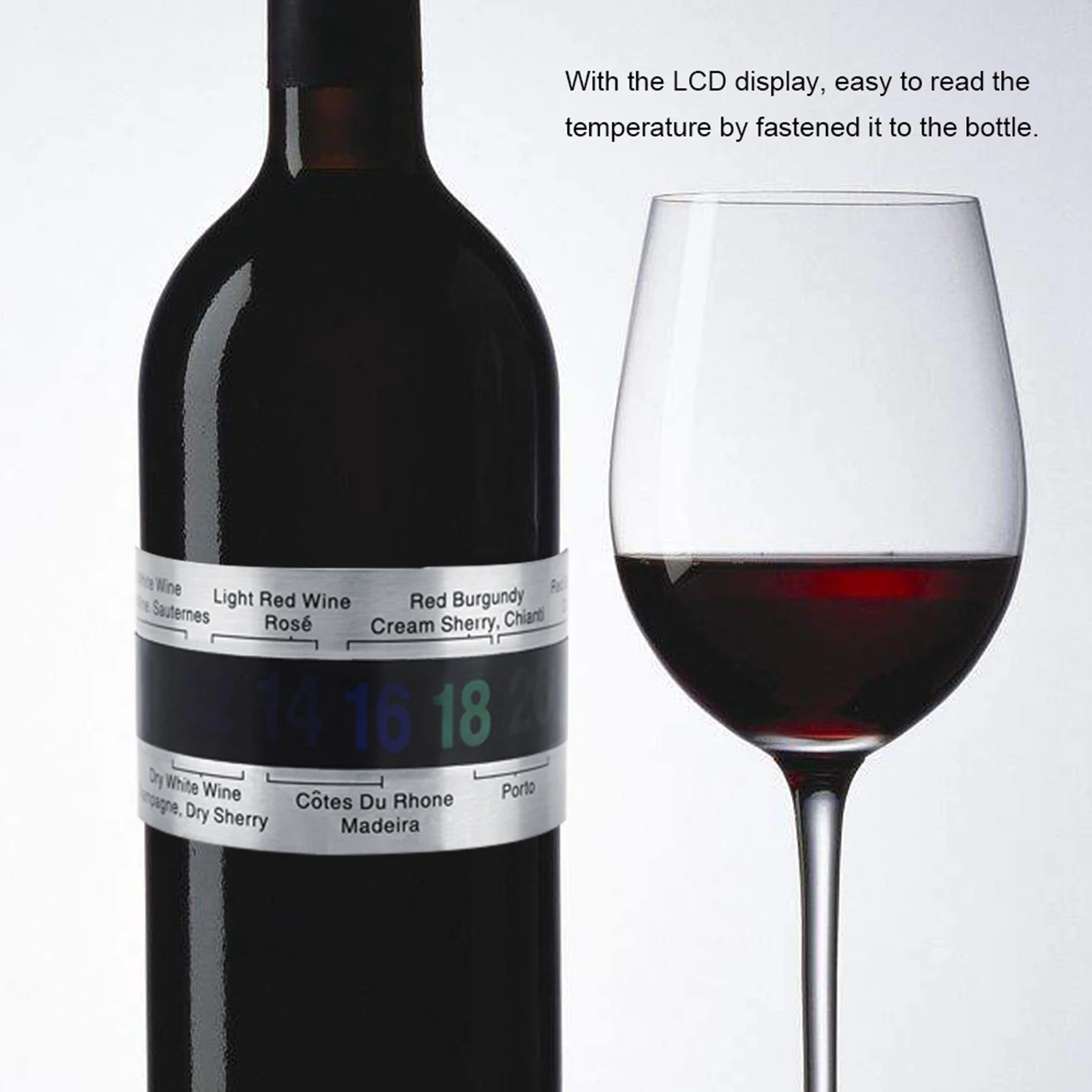 Stainless Steel Wine LCD Thermometer Bottle Beer Red Wines Bracelet Temperature Sensor Wine Thermometer Wine Bottle Thermometer