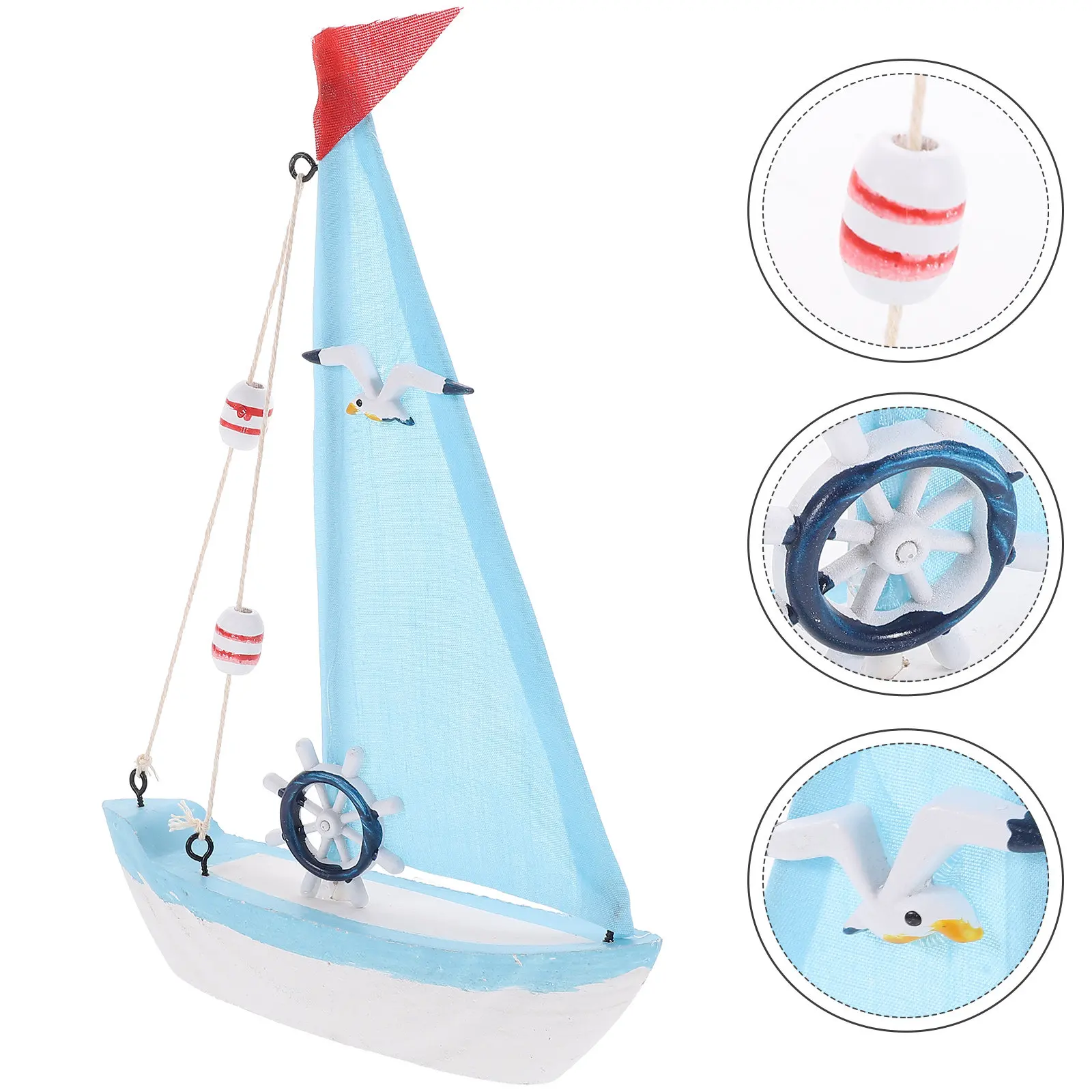 

Wooden Sailboat Nautical Sailing Ship Craft Home Office Bedroom Decoration Mediterranean Style Rustic Centerpieces Table