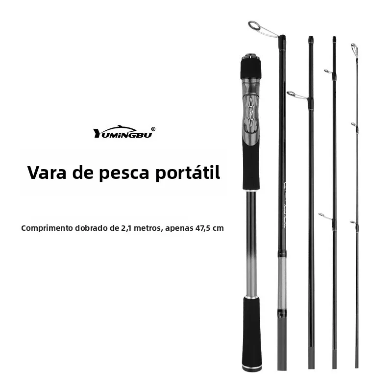 ultra-hard-carbon-fishing-rod-5-sections-mh-tune-multi-section-long-casting-lure-rod-travel-fishing-pole-lightweight-portable