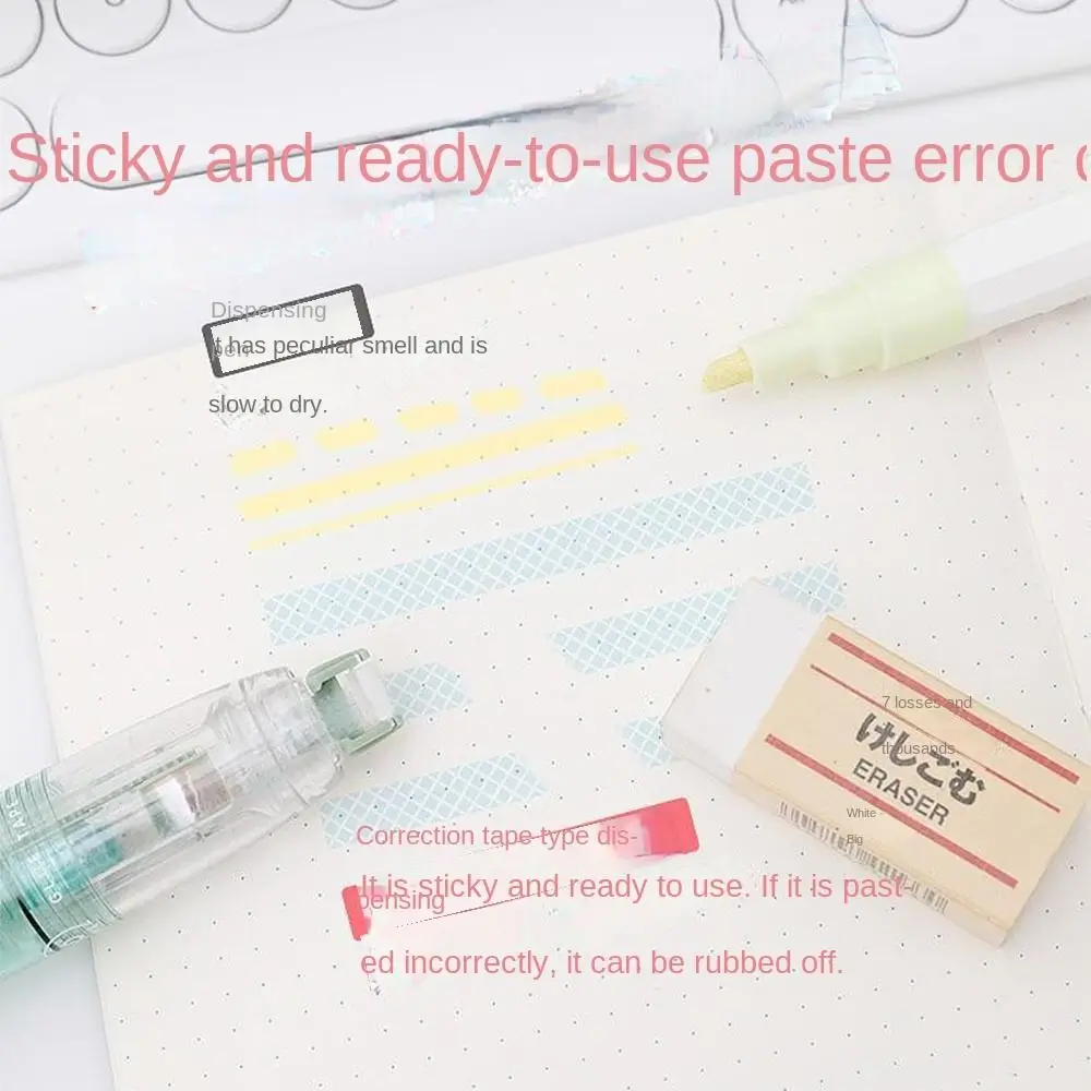 Eraserable Dispensing Glue Cute Replaceable Press-type Dispensing Pen Correction Belt Type Glue Sticks School Office