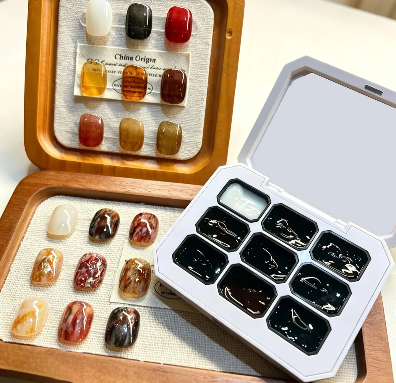 9-Fächer Nagelkunst-Glas-Ombre-Pudding-Gel - 2026 Herbst Neuheit Eis-Klar Karamell-Bernstein Glas-Ombre Nagelkunst Herbst-Winter-Essential – Detail 3