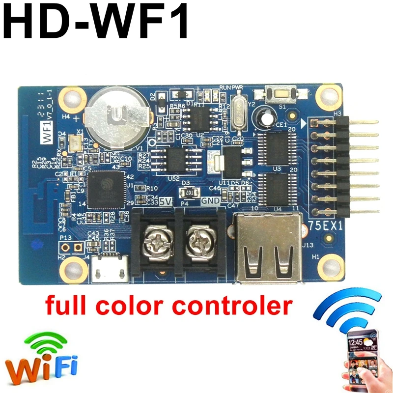 HD-WF1 Wifi And USB Led Control Card 640x32 Pixels Full Color Controller HUB75 port for P2.5 P3 P4 P5 P6 P10 RGB Display Module