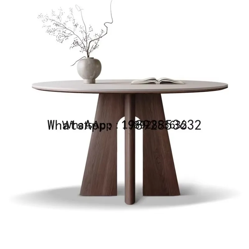 Z3   Rock Slab Dining Table Modern Minimalist Home Small Apartment Wabi-Sabi Style Walnut Solid Wood Dining Table and Chair Set