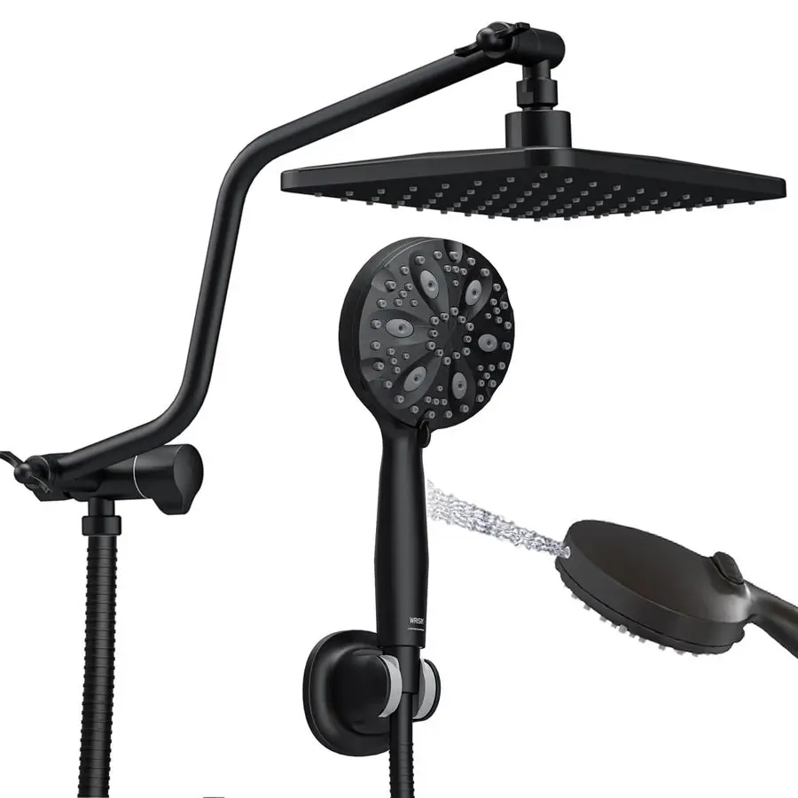 

10 Inch Rain Shower Head with Handheld Spray, 7Function Handheld Showerhead, Adjustable Metal Shower Extension Arm, Stainless St