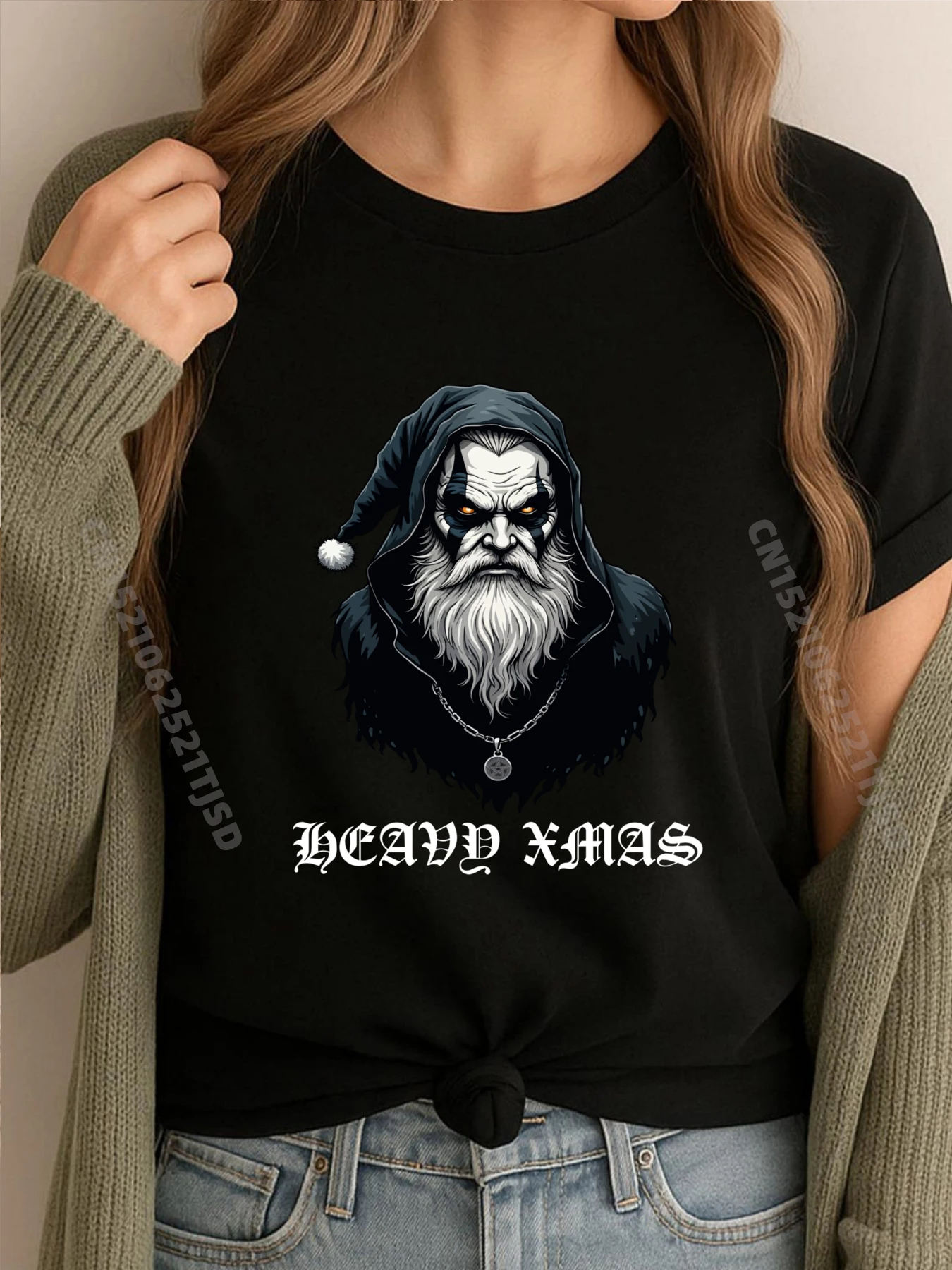 

Heavy Xmas Black Metal Christmas Corpse Paint Fall Clothes Aesthetic Anime Retro washed T-shirt Cool