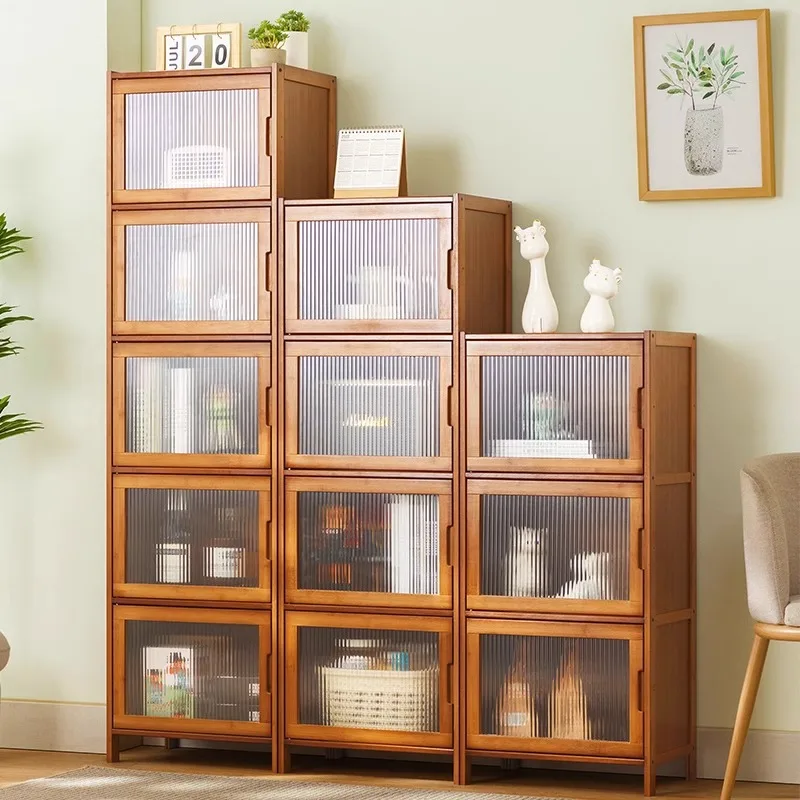 Bookshelf Bookcase Shelf with Cabinet Door Locker Integrated Lattice Cabinet Display Cabinet Floor to Floor