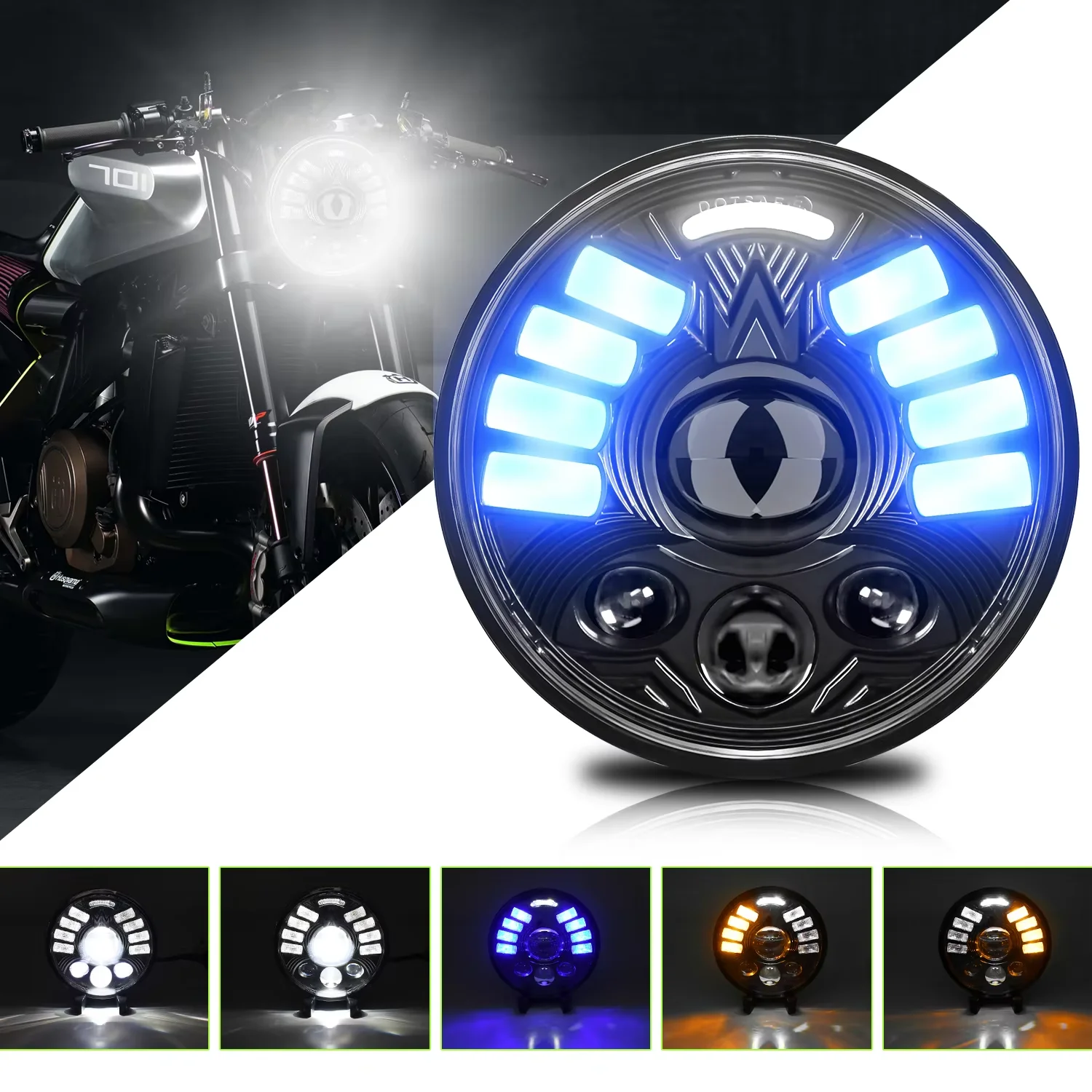 

5.75 inch Led Headlight Motorcycle DRL Headlamp 200W 200000LM Super Bright Headlight for Harley Yamaha Honda Universal 12V 24V