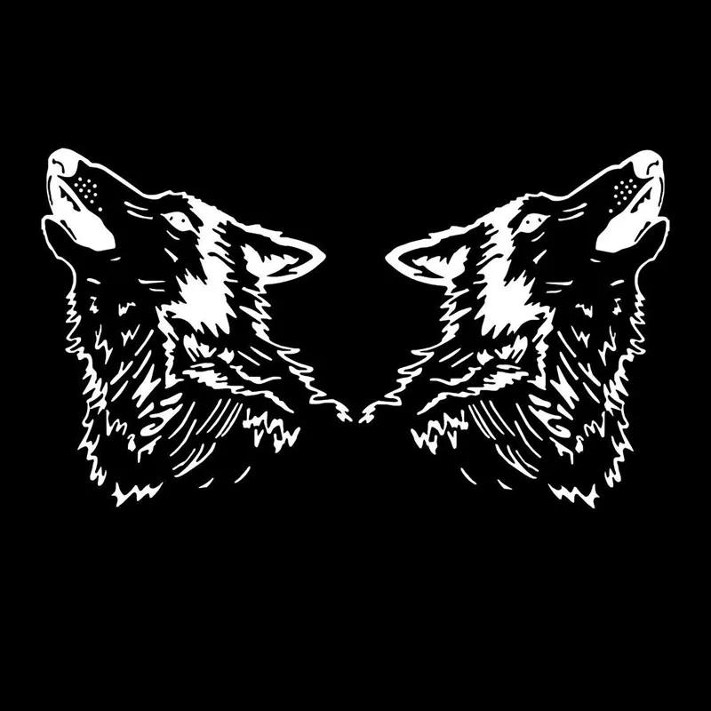 Car Sticker Personality Symmetrical Cool Wild Wolf Head Car Decoration Decals Suitable for Various Models Black/white, 23cm*20cm