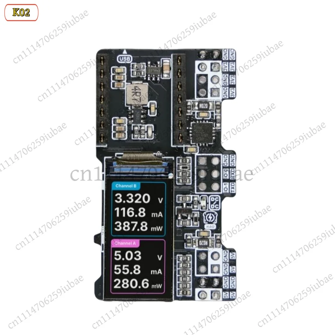 FC_ Breadboard Power Supply Meter Dual-Channel Sensing Real-Time Data Color LCD for DevBoard