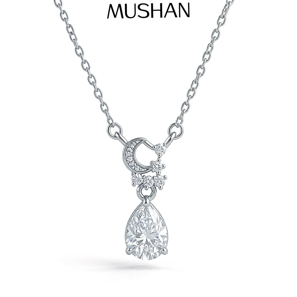 

MuShan Brand Jewelry 925 Sterling Silver Belcher Chain Heart Moissanite for Bride Valentine Gold Vermeil MST Patent Necklace
