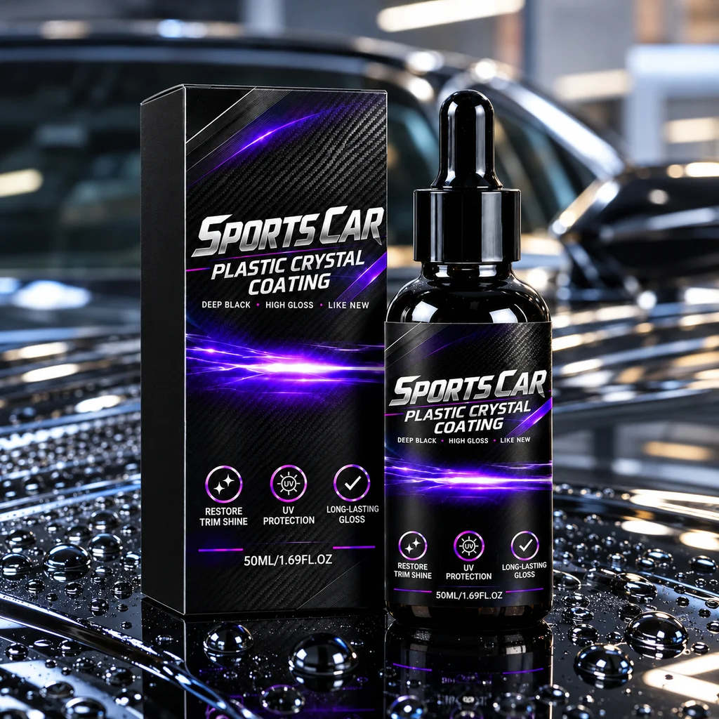 Car Plastic Crystal Coating Hydrophobic Restore Black High-Gloss Texture Resist UV Rain Erosion Car Plastic Refurbishment Liquid