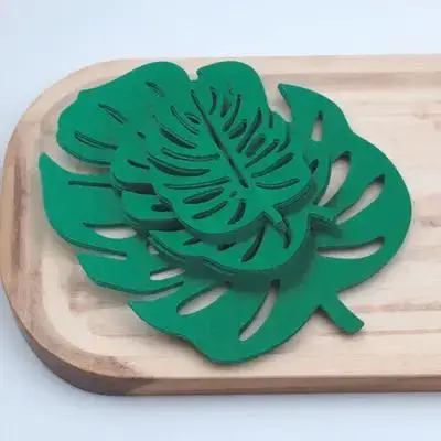 

24pcs Felt Monstera Coaster Cup Heat Insulated Creative Table Mat Pot Holder Monstera Felt Coaster Heat Proof Mat Insulation Pad