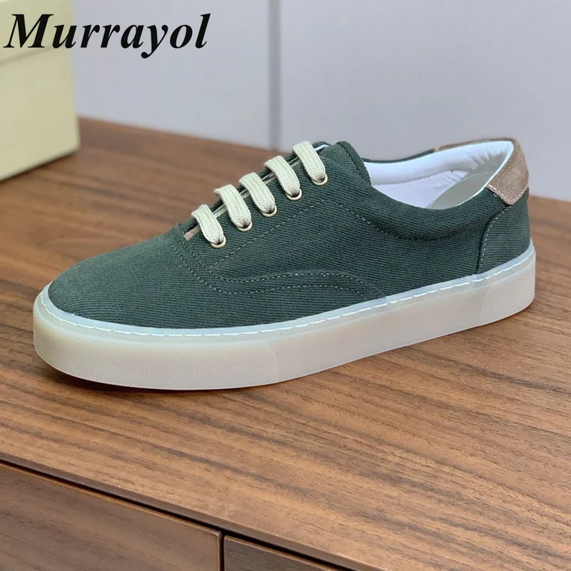 Men's Flat Heel Thick Soled Versatile Board Shoes Canvas Round Toe Lace Up Casual Shoes Spring Autumn Daily Commuting Shoes