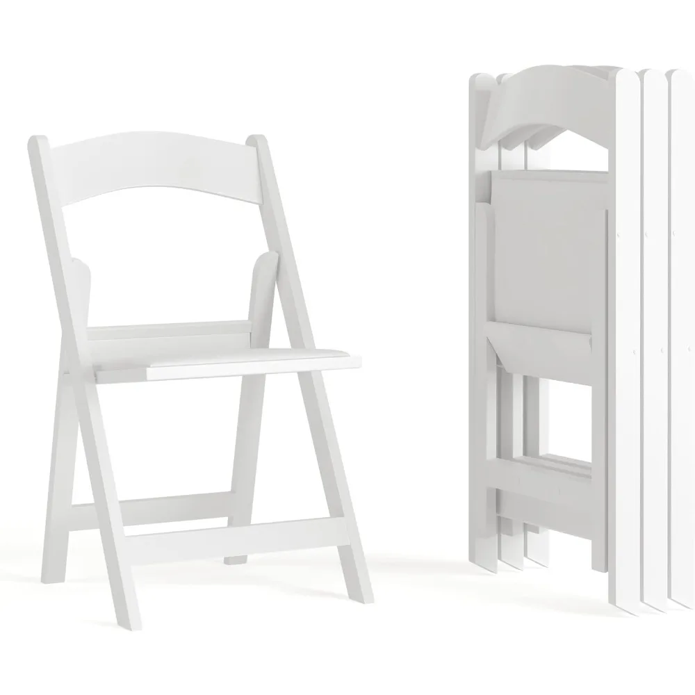 Folding Chair Set - White Resin - 800LB Capacity Comfortable Event Chair - Lightweight