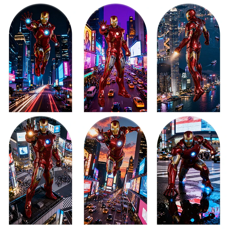 

Marvel The Avengers Theme Arch Backdrop Cover Iron Man Boy's Birthday Party Baby Shower Decorat Background Elastic Fabric Photo