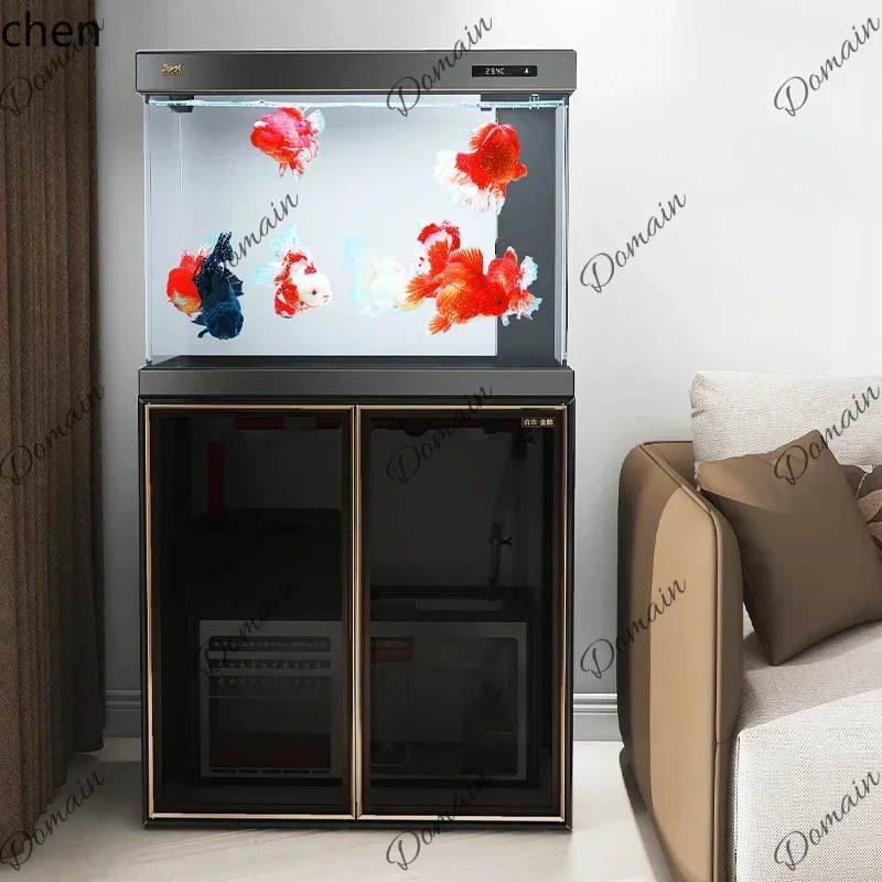 BX YFY Fish Tank Micro Transparent Base Cabinet Household Ecological Glass Bottom Filter No Water Change Needed