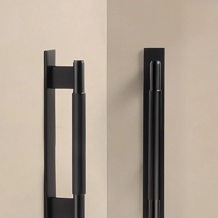 Dooroom Massiver Messinggriff in Schwarz mit Geradlinigem Muster, Moderner Stil, Schrank- und Kühlschranktürgriff, Schubladenknöpfe, Hardware-Griffe – Detail 7