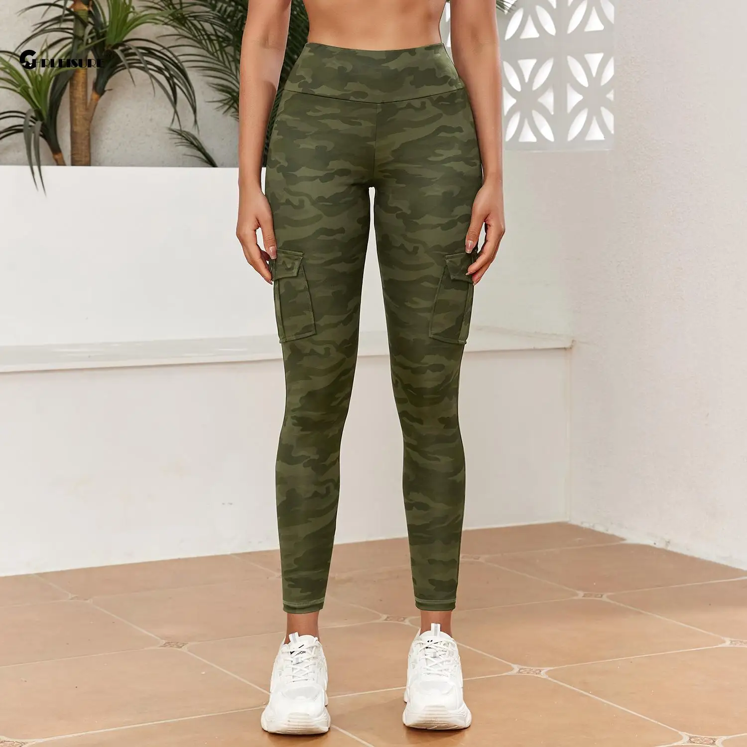 Chrleisure Camouflage Yoga hosen mit Tasche Digitaldruck nahtlose Arbeit Sport Legging elastische schlanke Fitness enge Arbeits kleidung