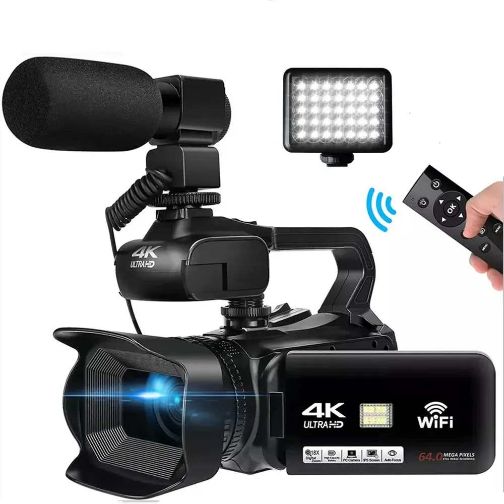 2024 Protable Wifi Vintage Camcorder For Youtube Live Streaming Vlog 18X 64MP Video Camera AF Digital Recorder 4 Rotate Screen