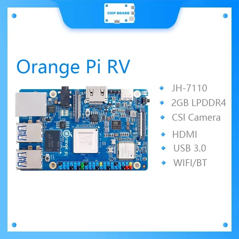 Orange Pi RV 2/4/8G Ram RISC-V DDR4 Mini PC Quad-core Processor JH7110 Single Board Computer WiFi+BT5.0 M2 PCIE SSD Run DebianOS