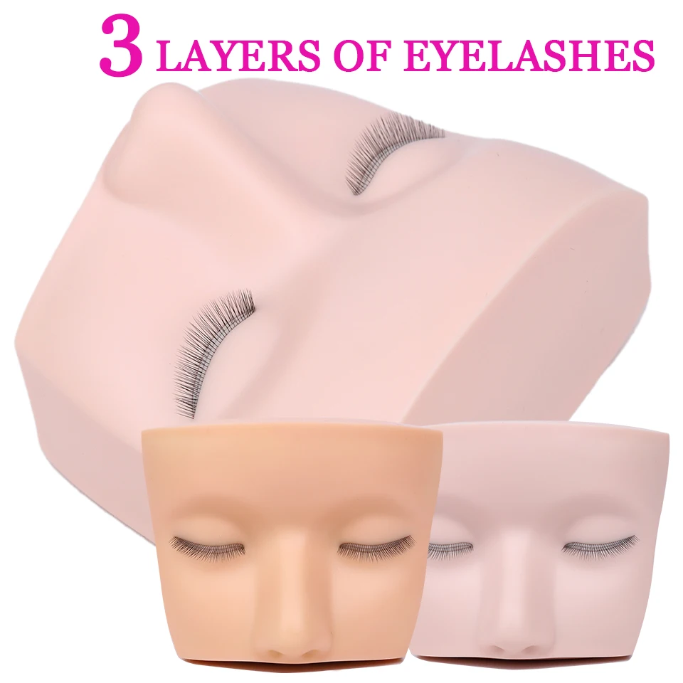 Mannequin Head 3 Layers Lashes Training Doll Face Head for Practice Grafting Lash Makeup Tool Lash Extension Training Model Head