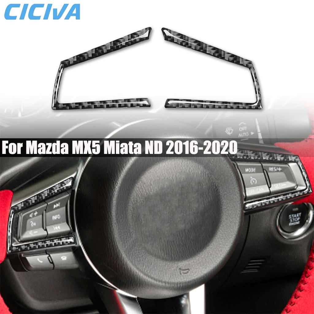 

Carbon Fiber Car Accessories Driver Wheel Button Panel Interior Cover Modified Trim Sticker For Mazda MX5 Miata ND 2016-2023