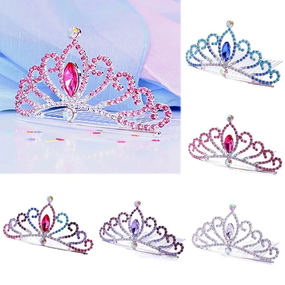 Korean Style Hairpin Wedding Hair Accessories Princess Aisha Tiaras Children Girls Hair Comb Rhinestone Hairpin Crystal Crowns