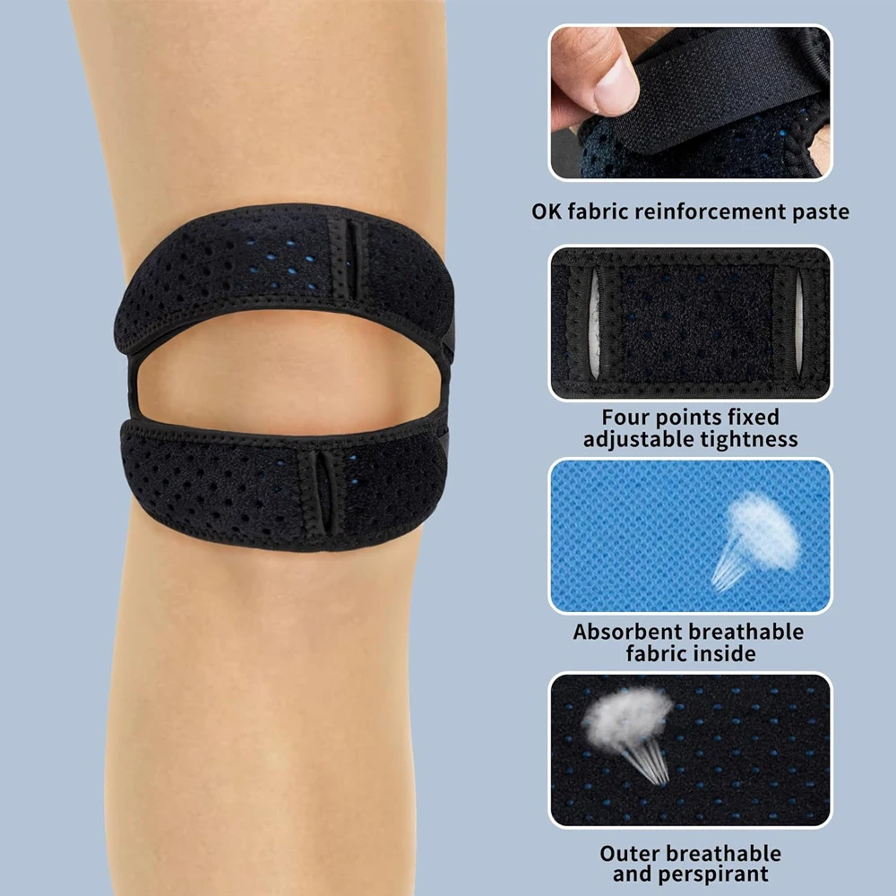 1 Stück Übergrößen-Kniescheibensehnen-Stützband, Knieschmerz-Linderung Verstellbares Neopren-Knieband für Laufen, Arthritis, Sprungknöchel – Detail 9