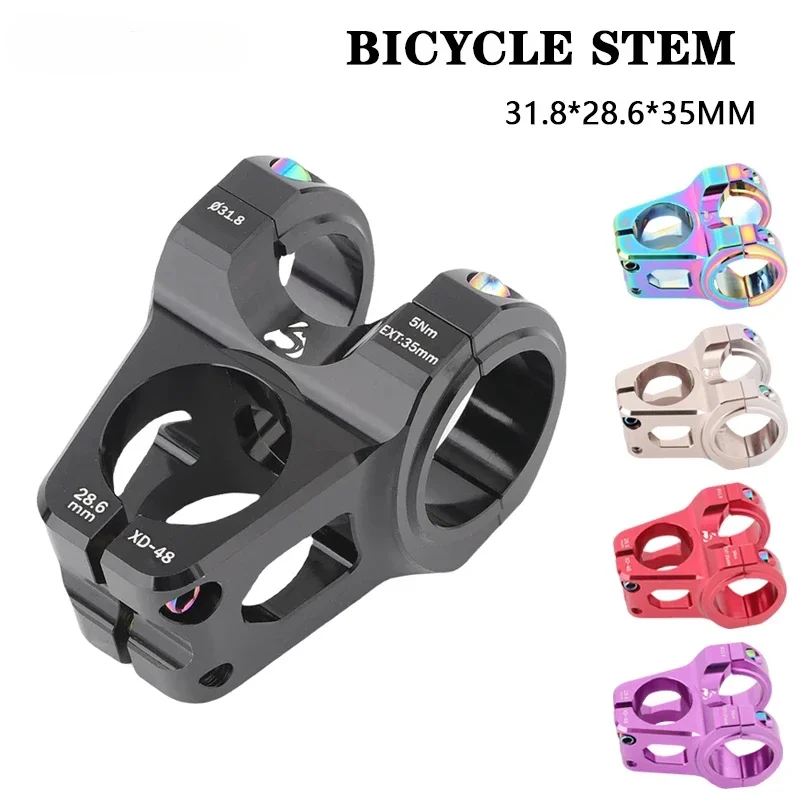 Aluminum Alloy 0° MTB Road Bike Short Stem 28.6*31.8mm Hollow Headset Connector for DH/AM/XC Downhill Cross-Country All-Mountain