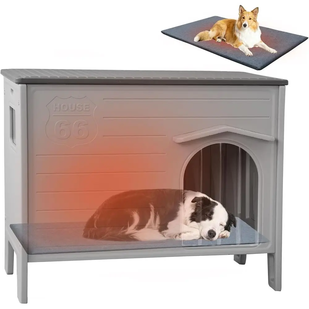 

Dog House Outdoor Indoor or Large Dogs, Insulated Dog House with Mat, Plastic Elevated Outdoor Dog House Waterproo Dog Kennel wi