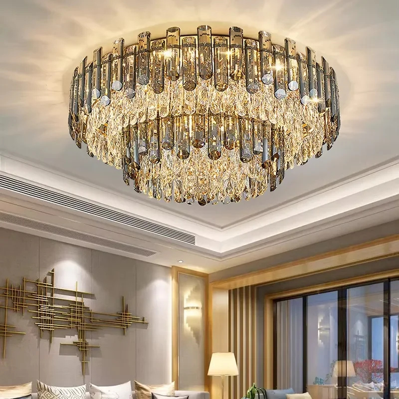Modern Luxury Metal Crystal Ceiling Light with Remote Control Simple Atmosphere Lamp for Bedroom and Dining Room 2022 New