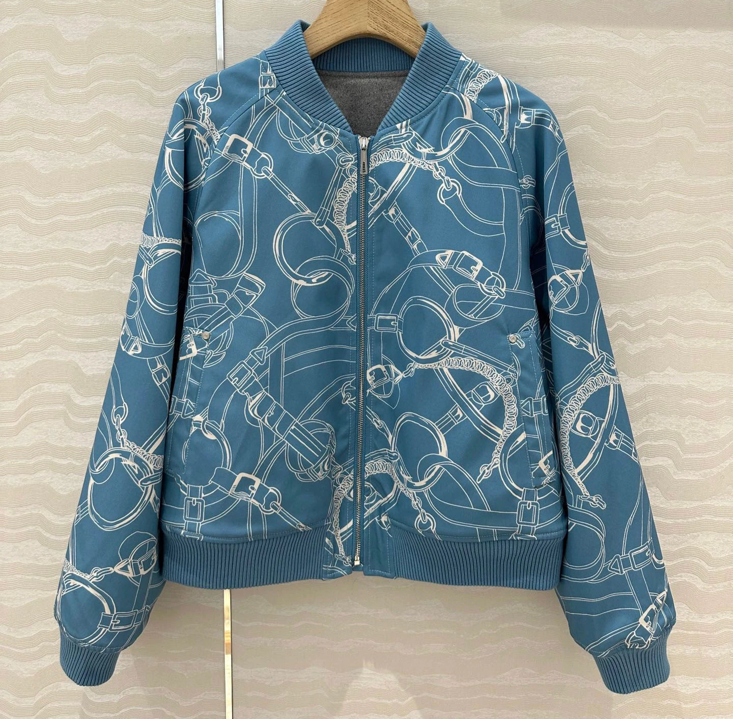 24fw New fashion chain print long sleeve jacket outwear clothing for female women