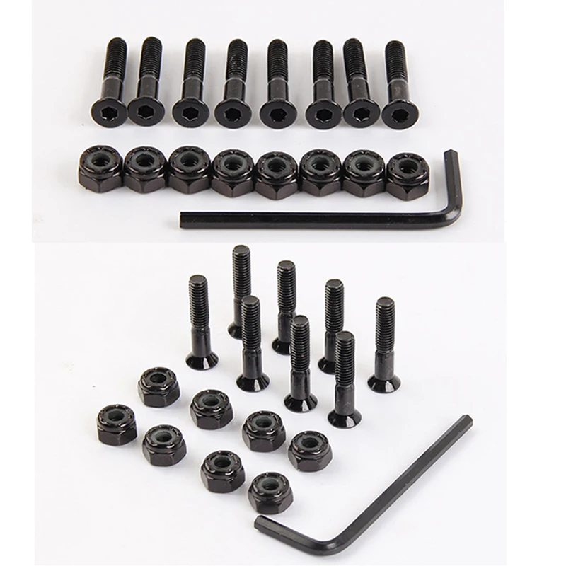 

8Pcs Skateboard Trucks Screws Hardwares M5x25/29/32/38/44/50mm Mounting Bolts Anti-rust Bridge Nails Nuts Skateboard Accessories