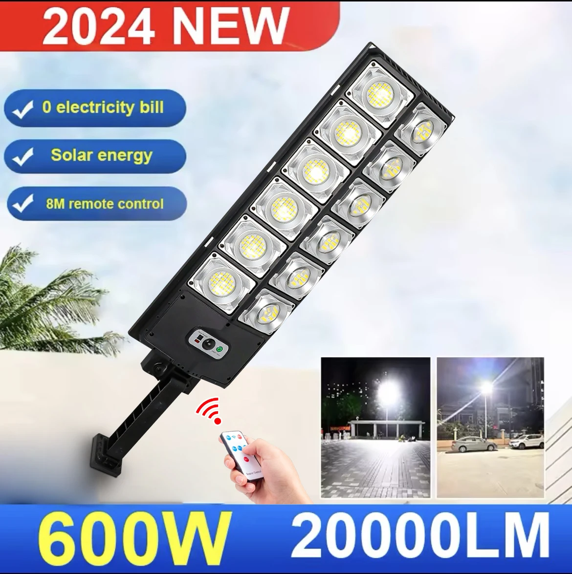 

20000LM Solar Outdoor Lights 600W Remote Control Adjustment Garden Decoration Outdoor Waterproof IP65 Solar Lamps for Outdoor