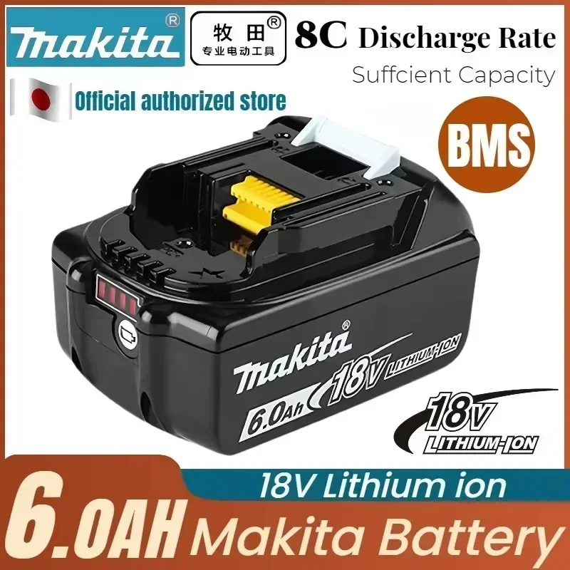 

100% Original Makita Power Tool Rechargeable Battery, Replaceable LED Lithium-ion, 6.0Ah 18V BL1860B BL1860 BL1850 BL1830 BL1815